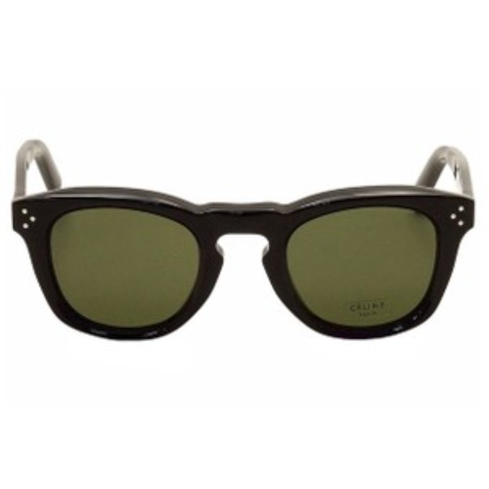 Céline Bevel Square Green Lens Black Sunglasses